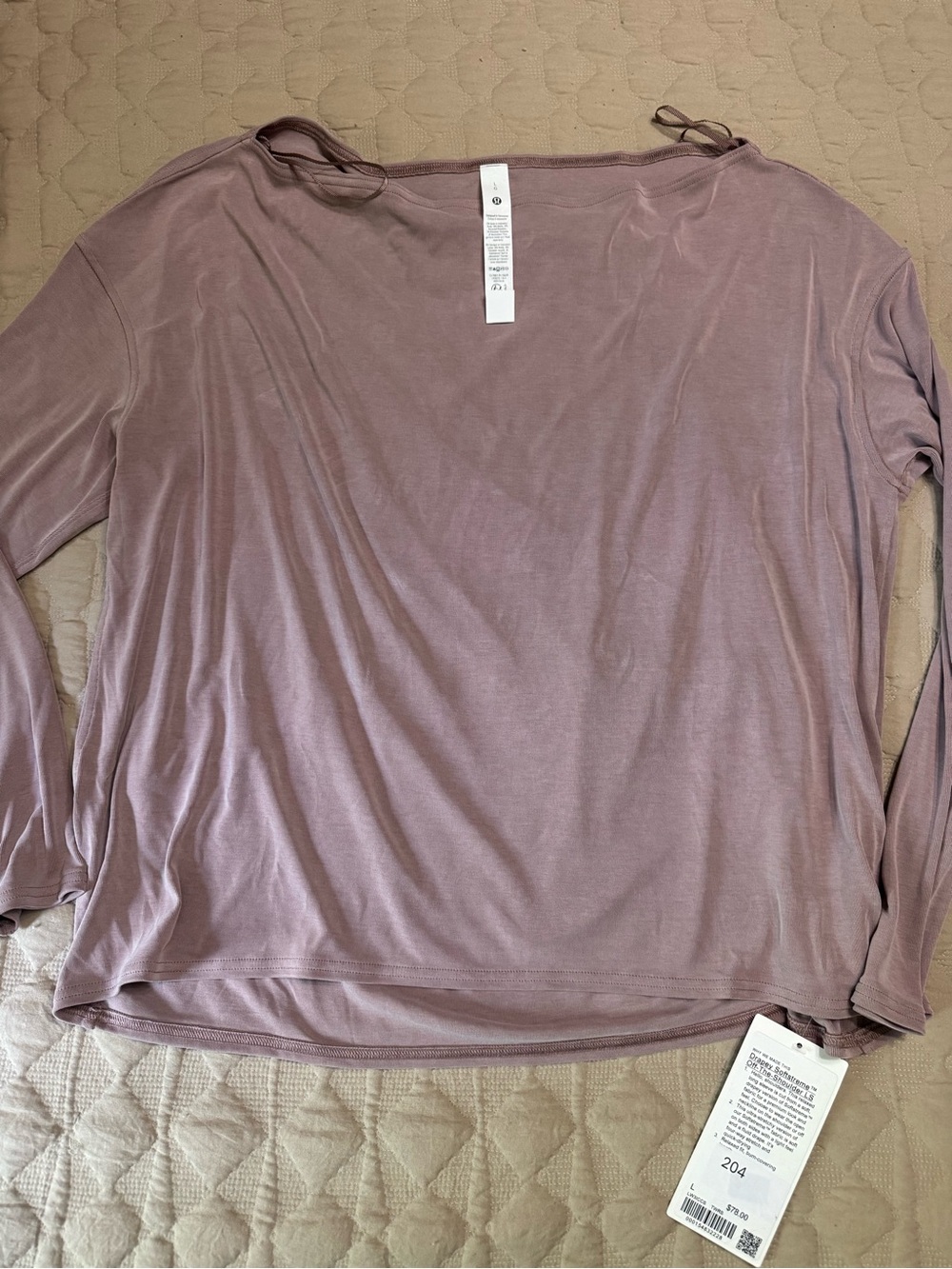 Lululemon Drapey Softstreme Off-The-Shoulder Longsleeve Color TWRS Top NWT